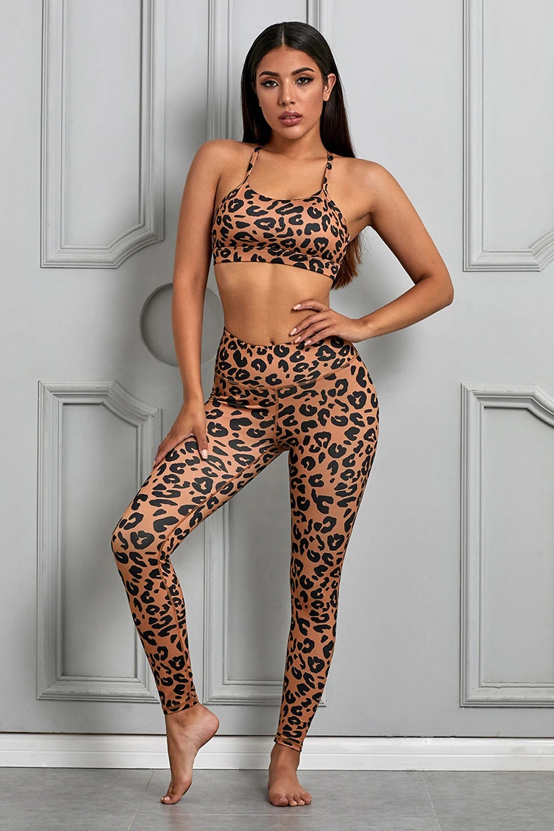 New Yoga Suit Yoga Bodysuit Leopard Print Suit Women's Fitness Suit