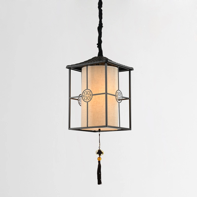 Simple and Creative Chinese Restaurant Wrought Iron Cloth Pendant Lamp