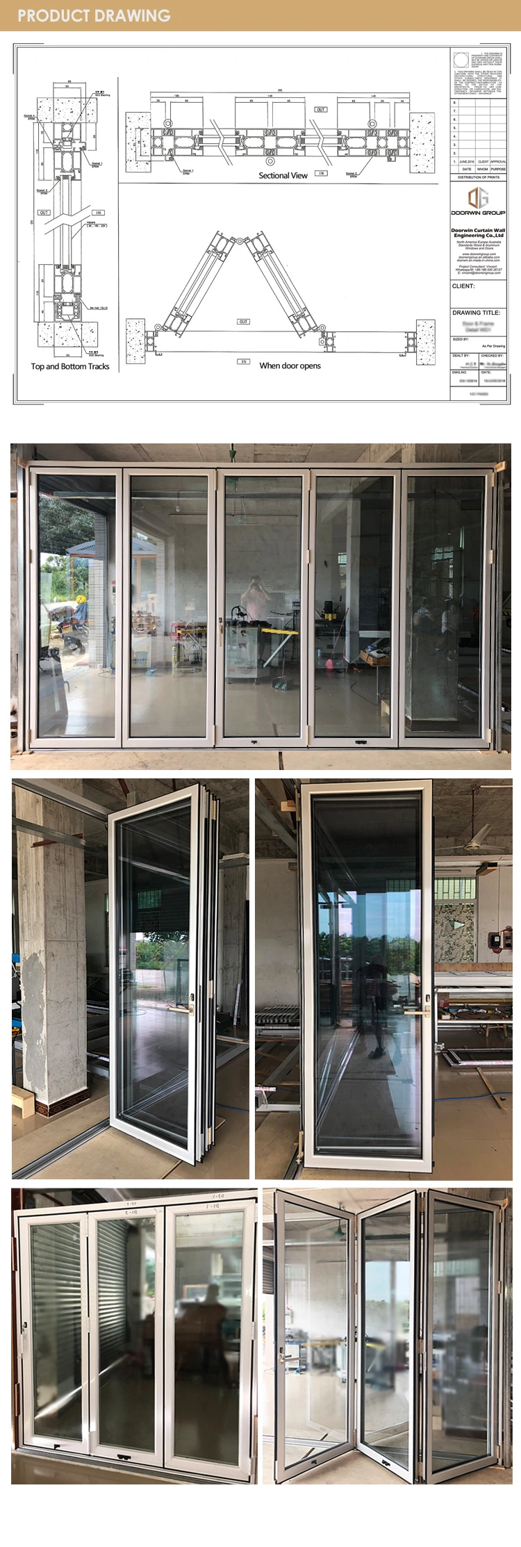 Australian Standard New Bifold Windows and Doors Double Glass Modern Designs Aluminum Folding Doors Exterior
