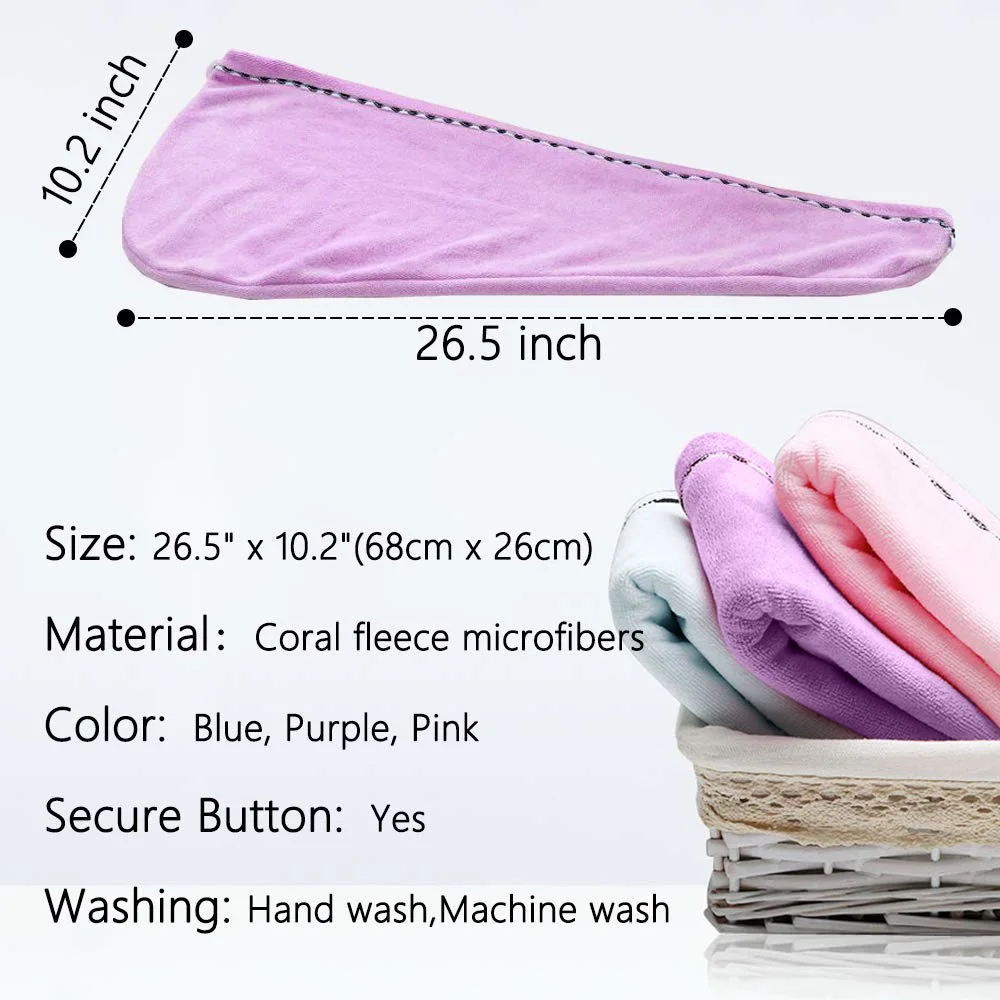 Hair Towel Wrap, Microfiber Quick Drying Hair Towels, Bath Dryer Caps, Bath Hair Drying Towel, Quick Dryer Hat for Women Girls
