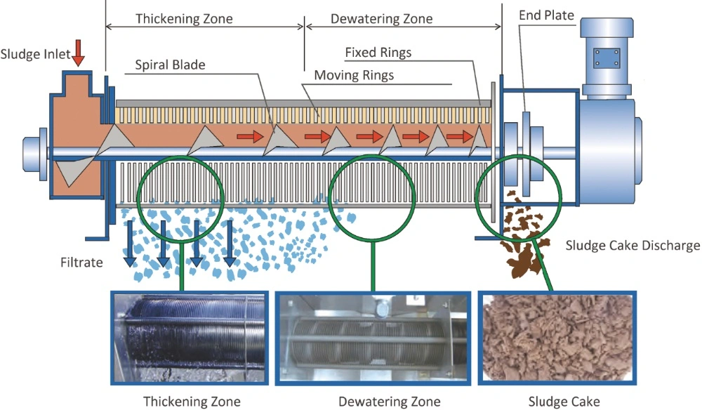 Tpdl Sewage Sludge Dewatering Volute Screw Press Centrifuge for Poultry