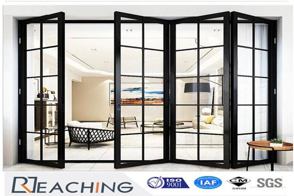 Au As2047 Standard Aluminum Bi-Folding Glass Door with Grill Design
