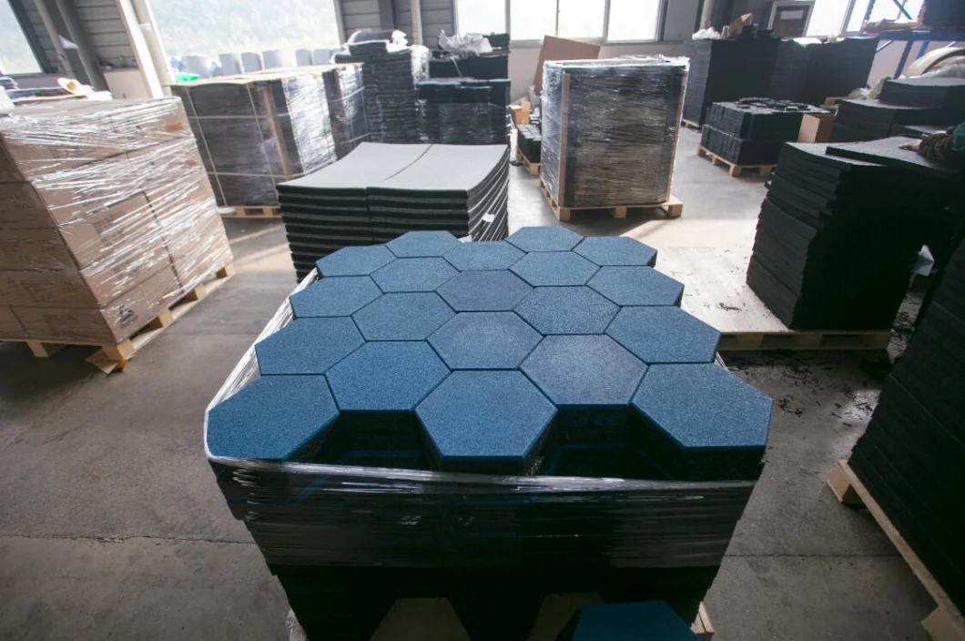 Factory Customized Colorful Hexagon Rubber Tiles Mats for Outdoor Walkway Pathway /Playground/Garden/Walkway/Courtyard/Balcony