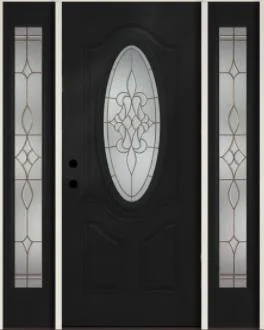 Luxury House Wrought Iron Entry Single Doors with Tempered Glass Window