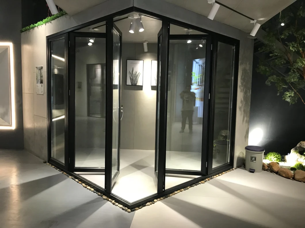 Aluminum Bi-Folding Door with As2047 Double Glazing Glass Entrance Door