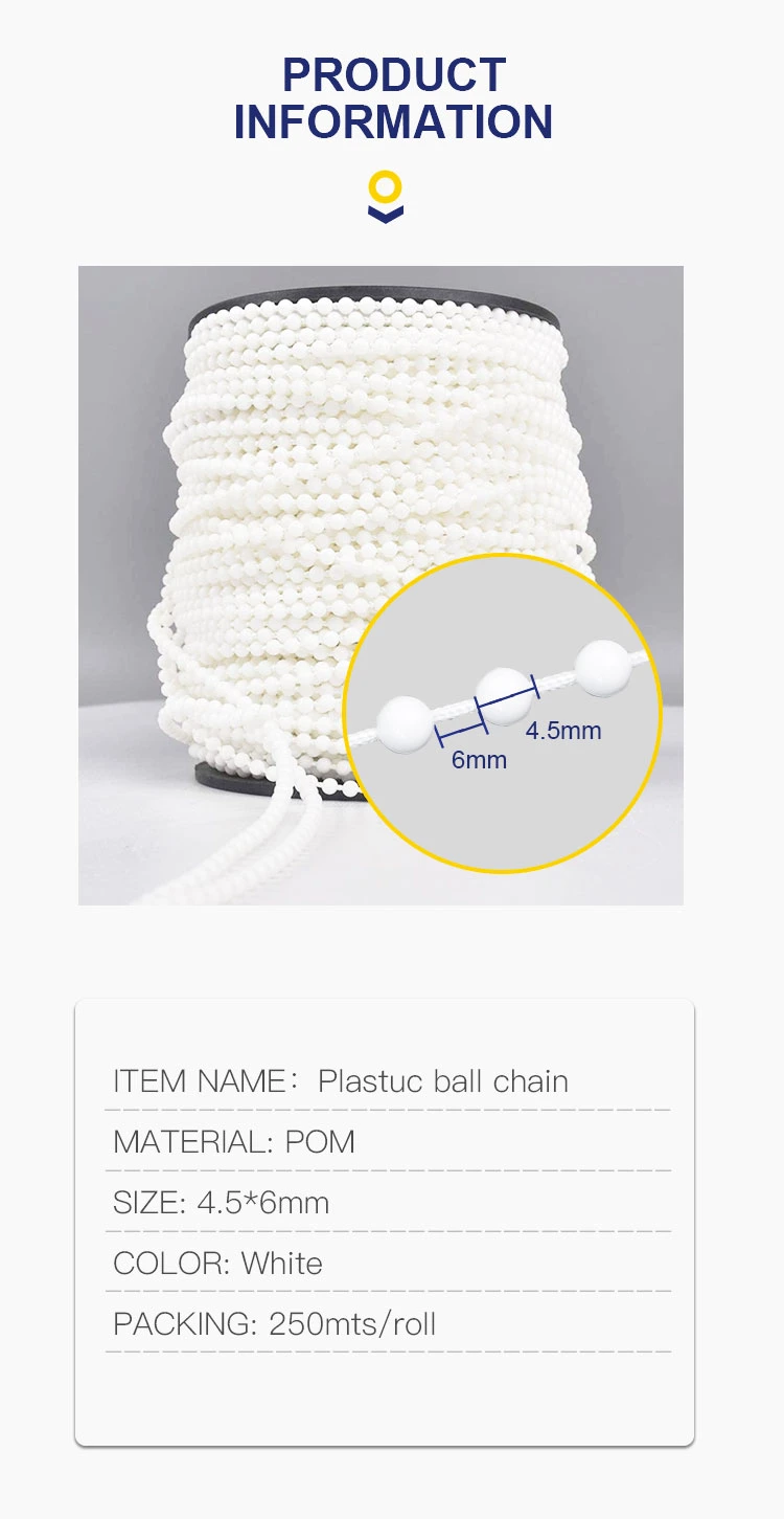 4.5*6 Plastic POM Roller Blind Bead Chain for Roller Blind
