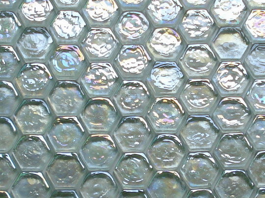 Bathroom Wavy Cracked Broken Iridescent Crystal Hexagon Glass Mosaic Tile