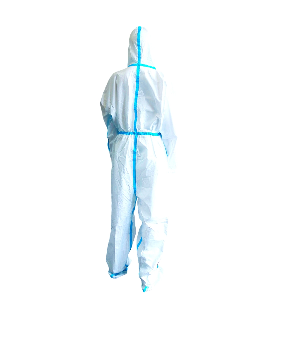 PP+PE Protective Coverall White and Blue Medical Protective Coverall