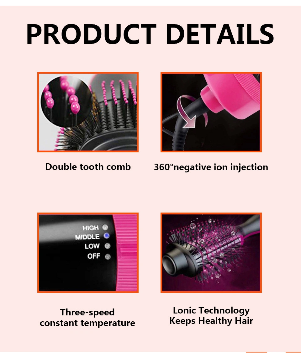 One Step Hair Dryer Volumizer Hot Air Brush 3 In1 Styling Brush Styler Negative Ion Hair Straightener Curler Brush for All Hair