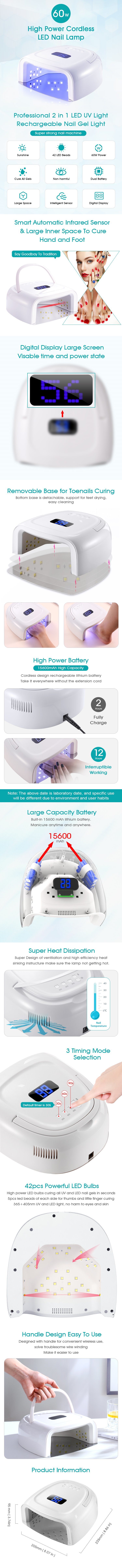 Wholesale Customizable Wirelss Handheld Quick UV LED Curling Light Nail Polish Dryer
