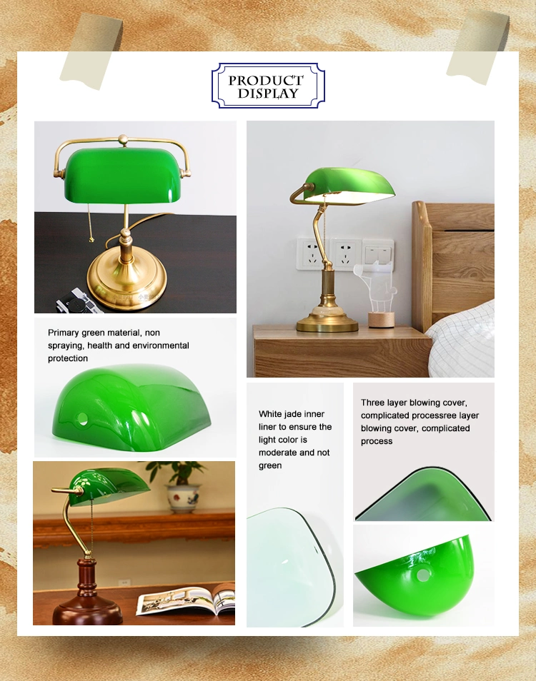 226mm Length Hand Blown Opaque Green Glass Bank Lamp Shade