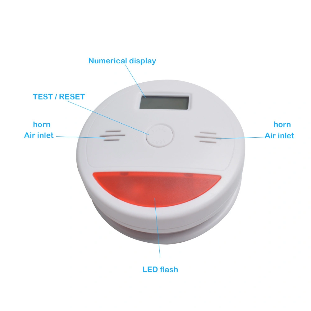 Home Safety Warning Independent LCD Carbon Monoxide Poisoning Monitor Fire Alarm Detector