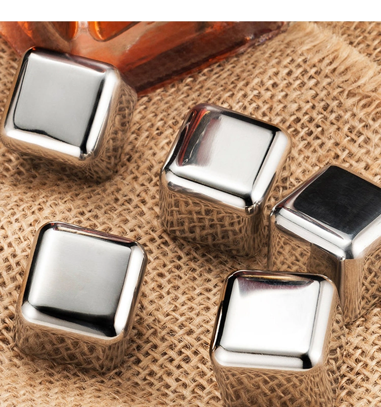 Stainless Steel Reusable Ice Cubes Chilling Stones with Tongs for Whiskey Wine (Pack of 8)