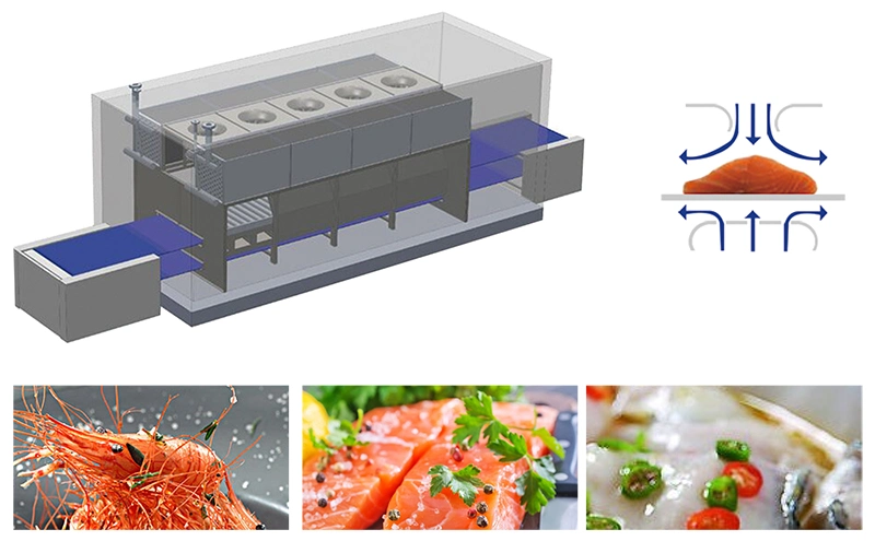 Impingement IQF Tunnel Freezer/Scallop Freezing Machine/IQF Machine for Fish Fillet