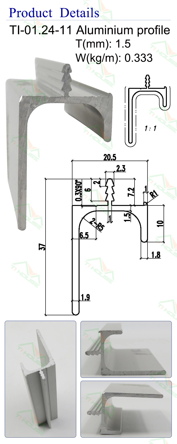 Triangle Aluminum Extrusion Profile Aluminum Profile for PVC Stretch Ceiling Film