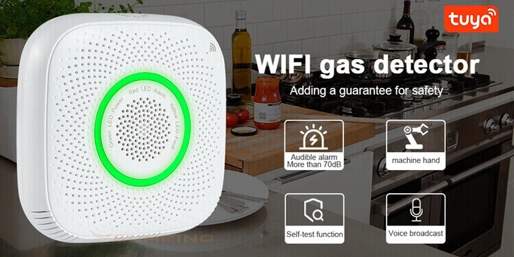 Tuya Home Wireless WiFi Ipg Gas Leak Detector Natural Gas Alarm Detector for Kitchen Cooking Gas Leak Detector