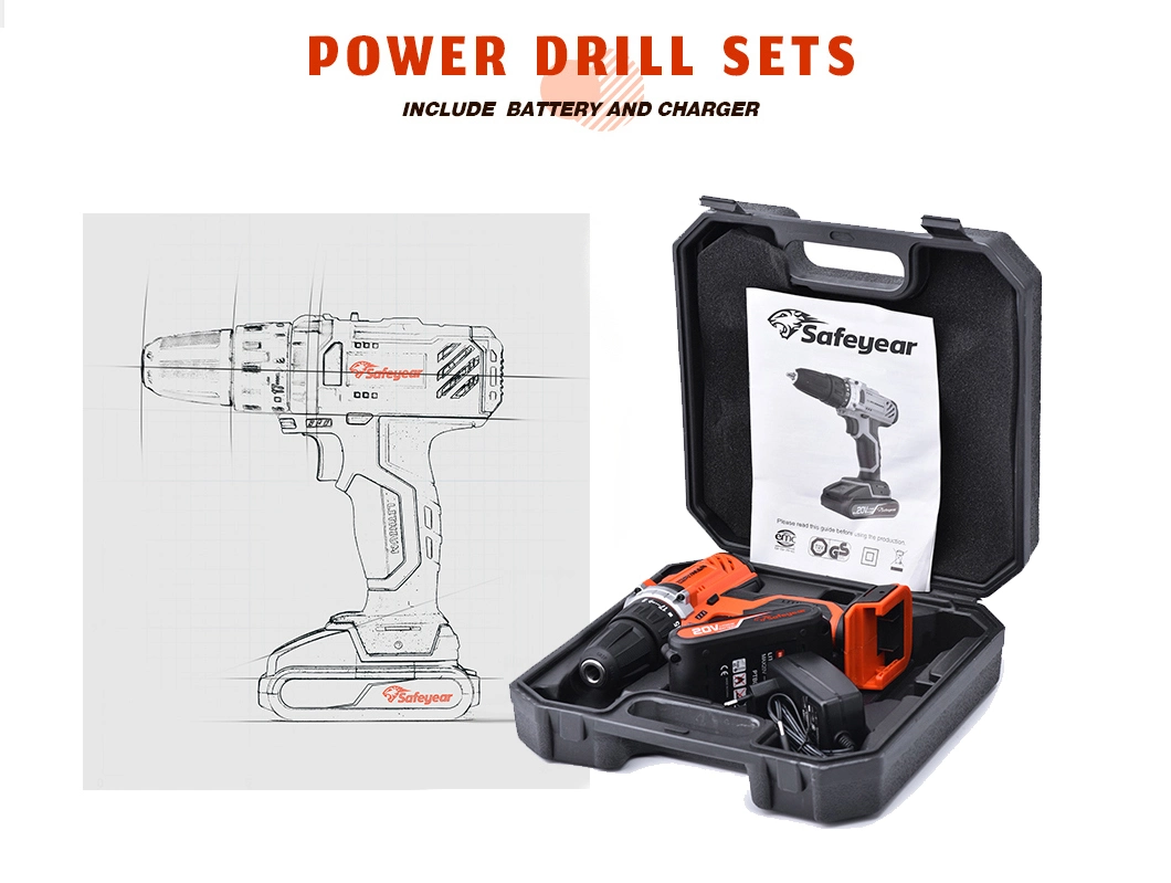 20V Durable Hardware Cordless Electric Screwdriver Impact Drill Power Tools