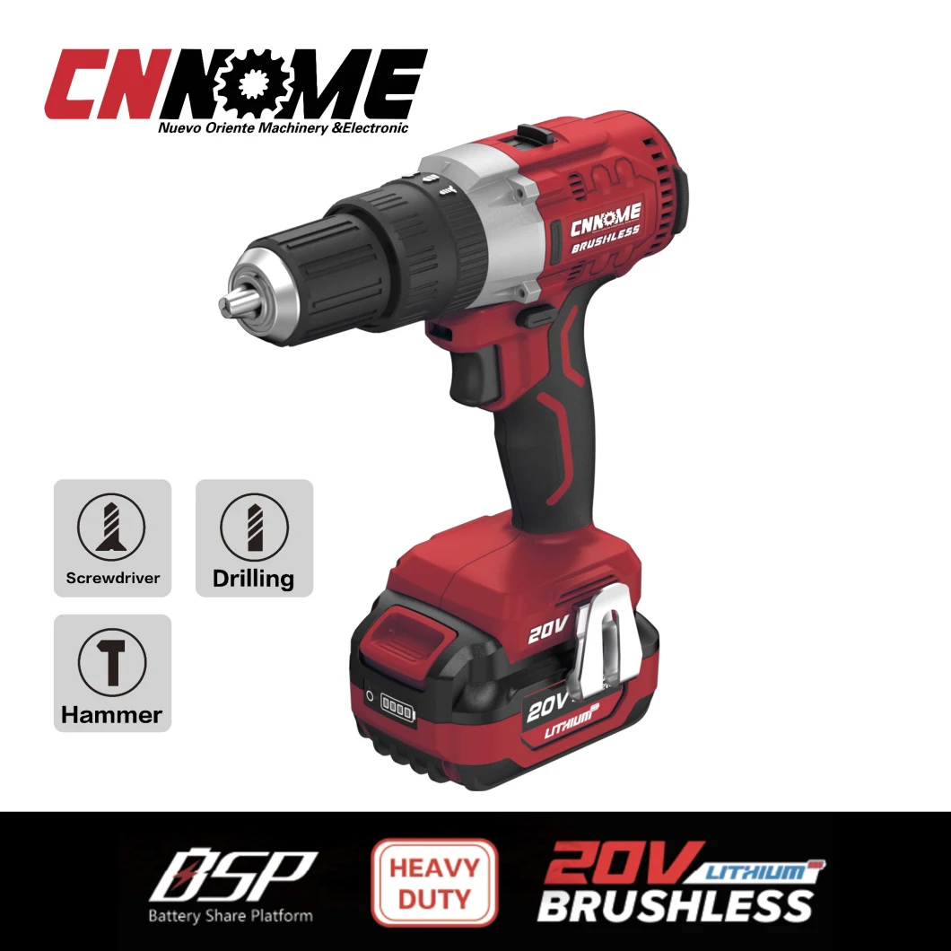 Heavy Duty Cordless 20V Brushless Double Speed Impact Drill Big Torque Power Tools