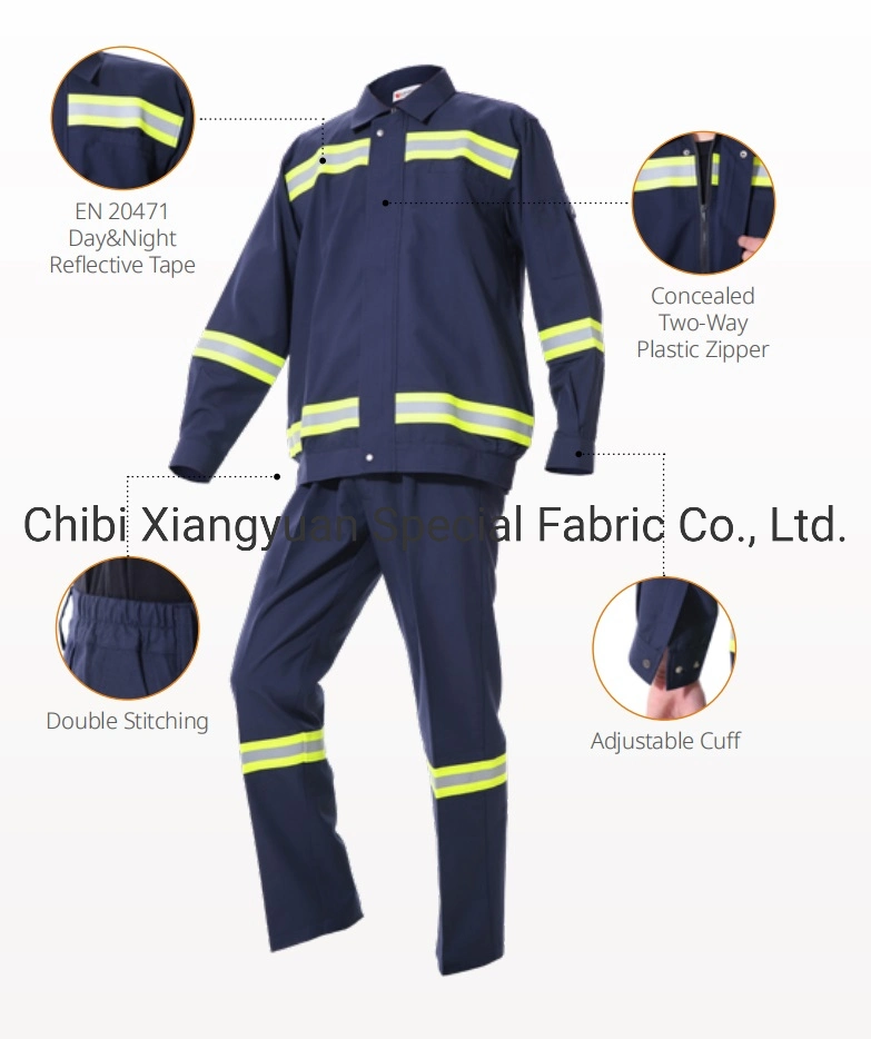 Factory Made Fireproof Fire Resistance Firefighter Fr Protective Clothing Jacket, Pants Suit with Reflective Tape in Workwear