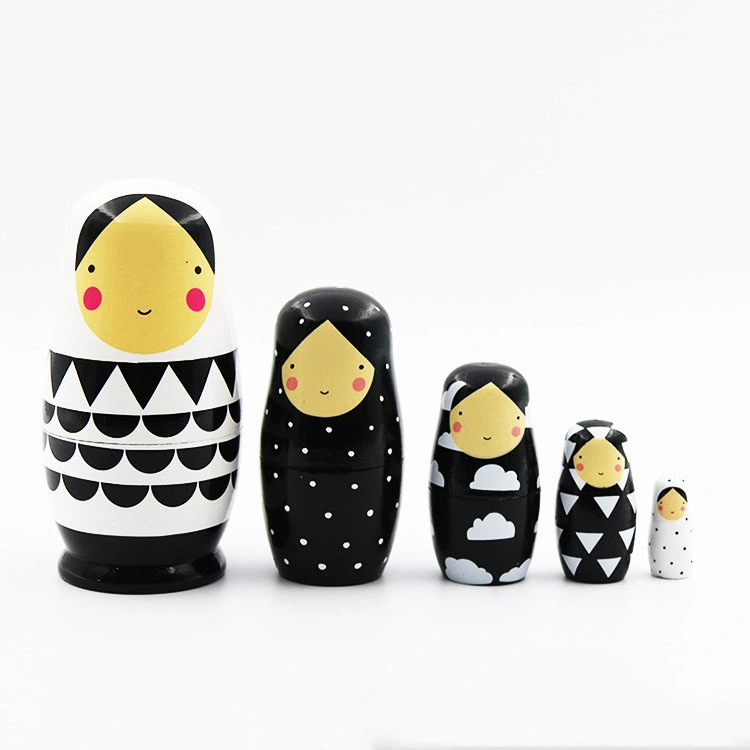 Mix of 5 PCS Russian Nesting Dolls, 17 Cm Matrioshka, Russian Folk Art,