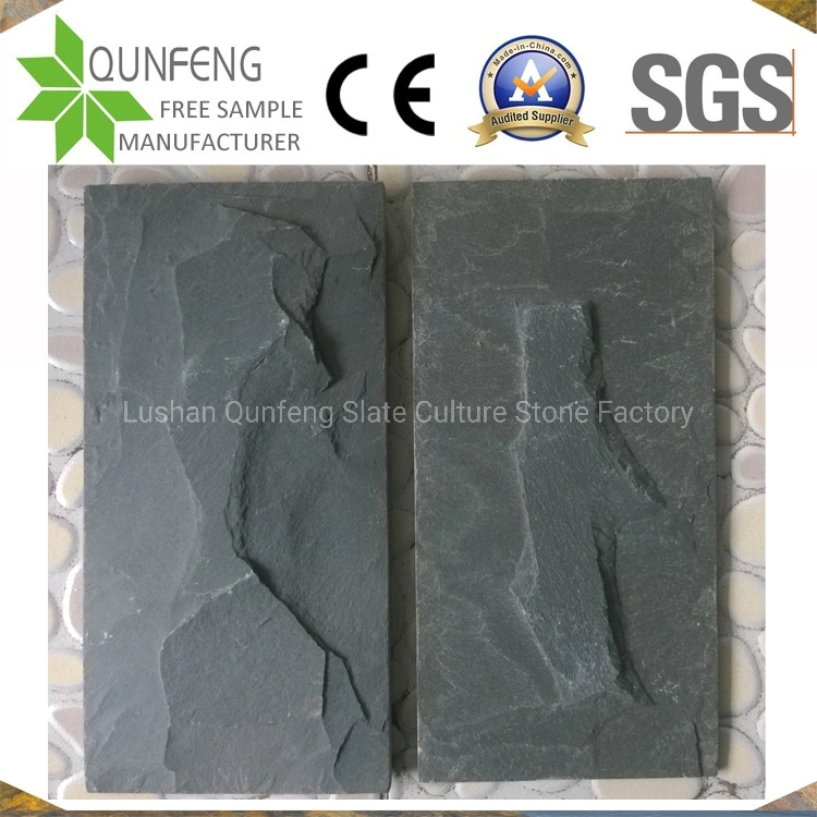 China Natural Black Slate Tile Mushroom Cladding Stone