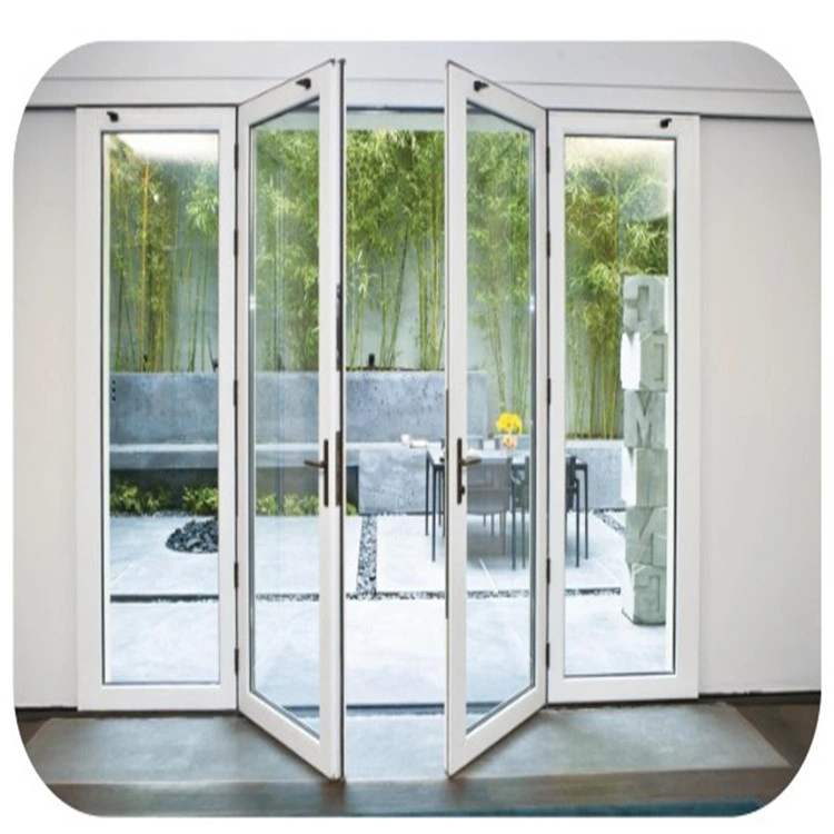 Soundproof Accordion Folding Door Aluminum Alloy Double Glass Door