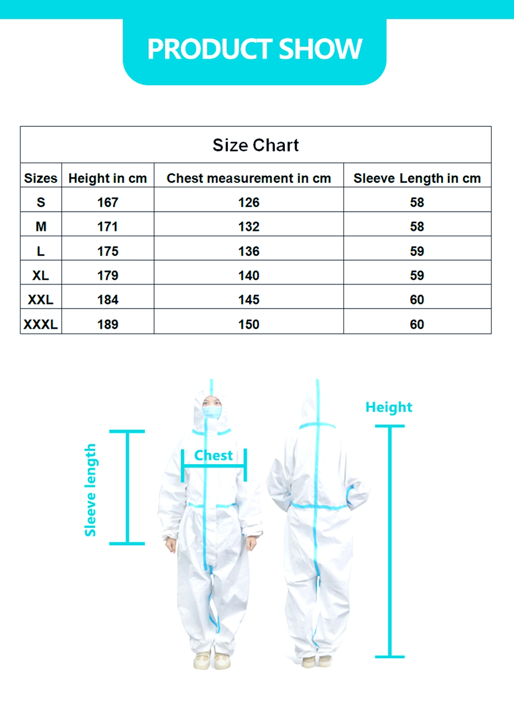 Disposable Coverall Protective Clothing Waterproof Protective Suits Coveralls Without Sealing Tape Anti Static Anti Dust