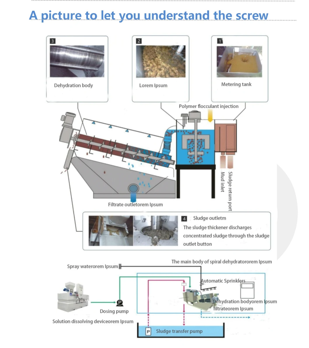 Automatic Septic System Screw Press Dewatering Sludge Equipment Sludge Dehydrator for Water Treatment Plant