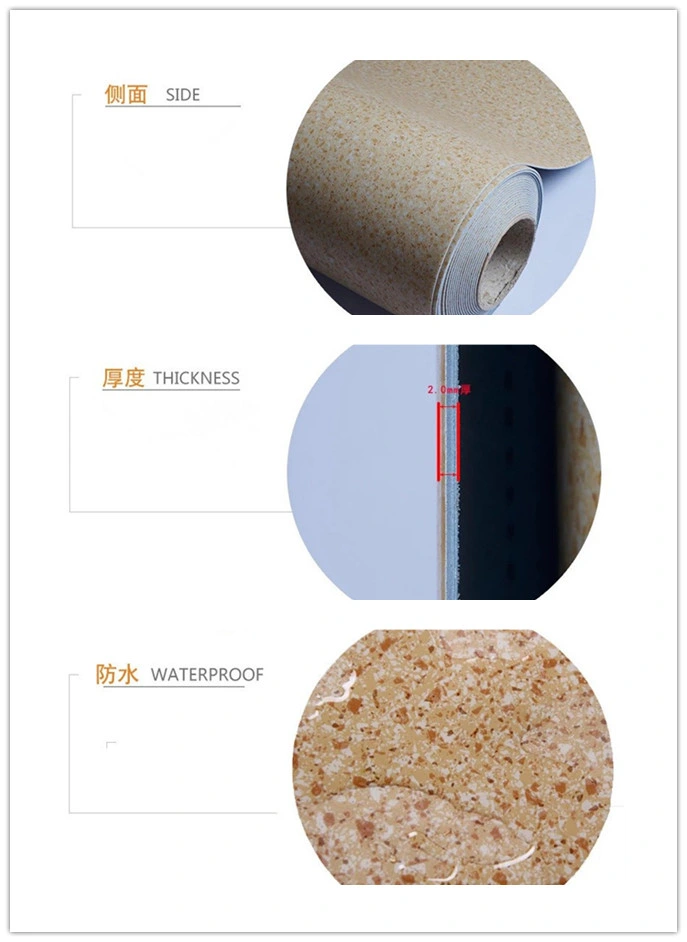 Heavy-Traffic Heterogeneous PVC Floroing Roll 2mm Colorful Commercial Floor Roll for Mall/Hospital