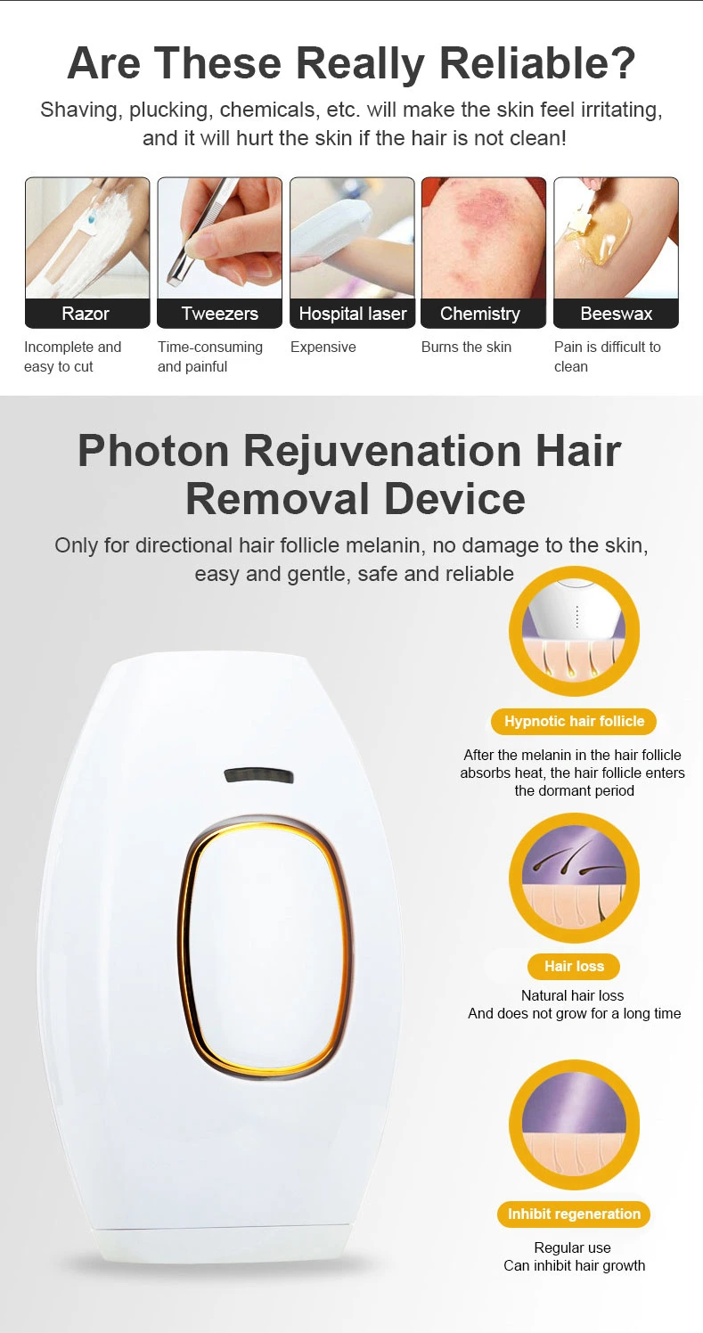 Handheld Home Use Flashes Laser Painless Cordless Hair Remover Device Laser IPL Hair Removal