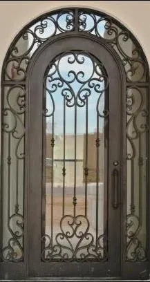 Latest Design Wrought Iron Single Doors with Screen and Lowe Glass for Entry Way