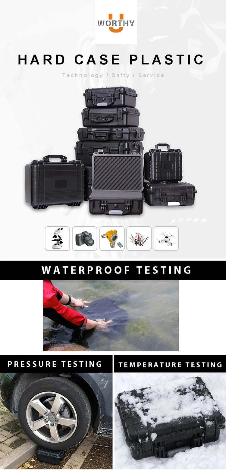 Waterproof Hard Carry Case Bag Tool Kits with Sponge Storage Box Safety Protector