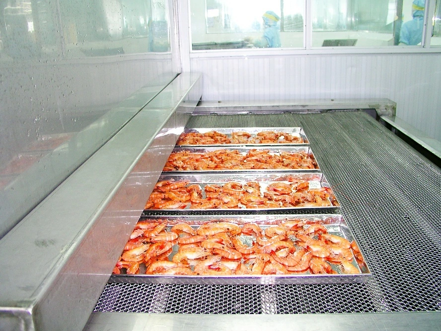 Stainless Steel Belt Tunnel Freezer for Shrimp/Fish/Squid/Scallops