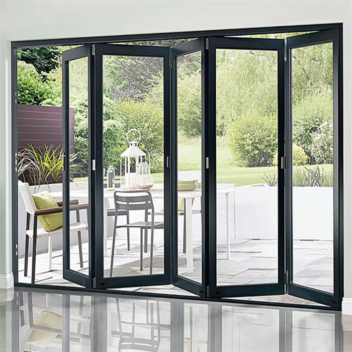 Soundproof Accordion Folding Door Aluminum Alloy Double Glass Door