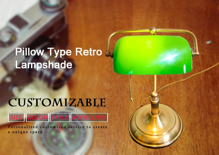 226mm Length Hand Blown Opaque Green Glass Bank Lamp Shade