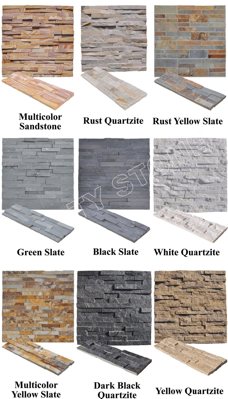 30X60cm Natural Black/White/Rusty/Yellow/Grey Slate Culture Stone for Exterior Wall Cladding Stone Construction Stone