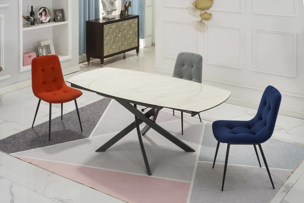 Modern Simple Extension Rotating Oval Ceramic Dining Table