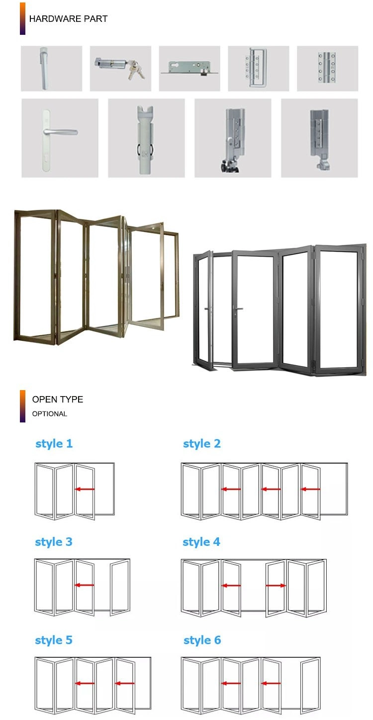 Interior/Exterior Frameless Tempered Glass Folding/Bifolding Door