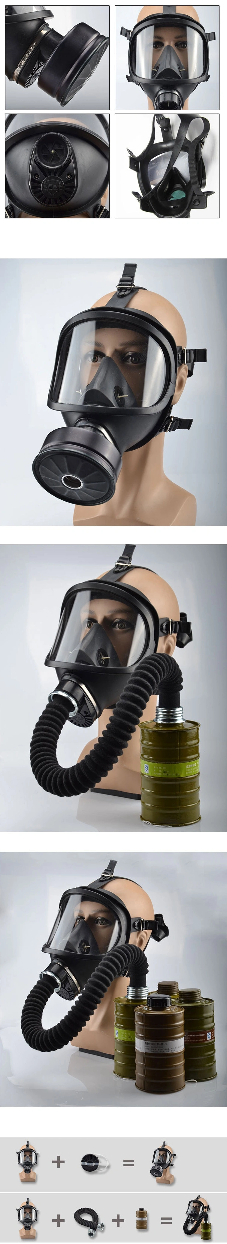 Mf14 Large Field of Vision Gas Mask Anti-Virus Smoke Gas Full Face Black Filter Respirator