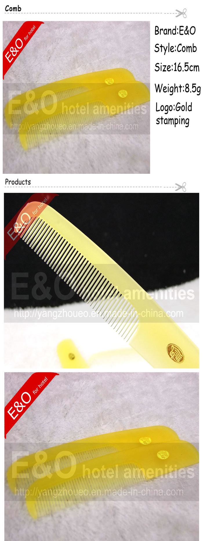 Hot Selling Natural Hair Plastic Comb/ Hotel Comb