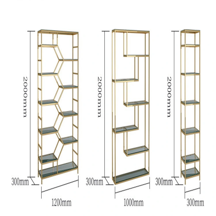 Light Luxury Iron Metal Racks Bookshelf Gold Creative Shelf Living Room Partition Display Cabinet