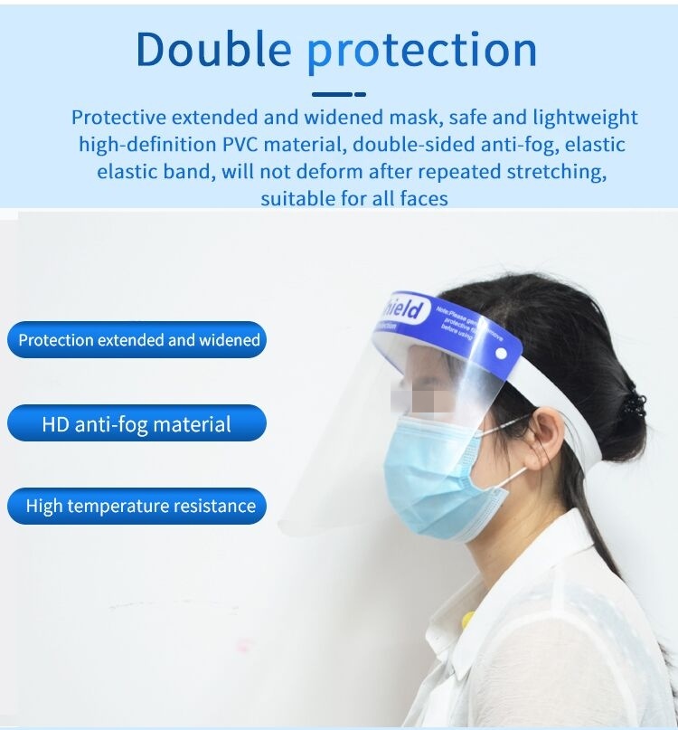 Protective Face Mask Pet Double Sided Face Shields Anti Fog