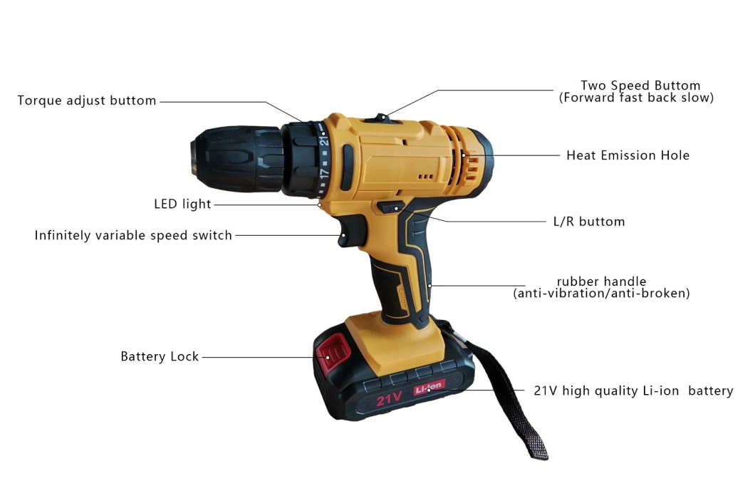 18V Cordless Drill Brushless with Impact Function 20V Li-ion Battery Hammer Drill