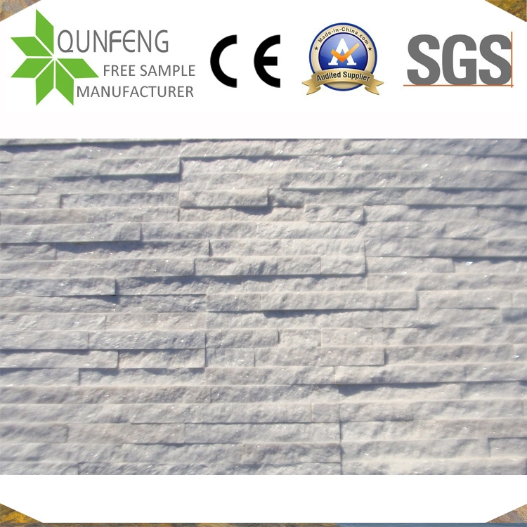 Natural White Stacked Stone Cladding Panel China Quartzite Wall Decoration