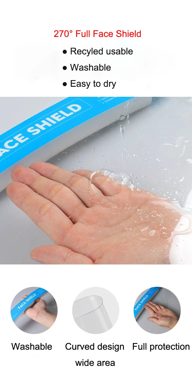 Stock Available Transparent Anti-Fog Pet Plastic Face Shield with Comfortable Sponge Full Cover Protection