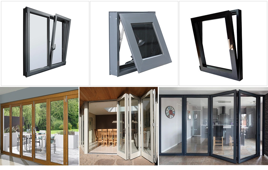 Metal Profile Interior Exterior Aluminium Sliding Door Folding Door with Double Glass