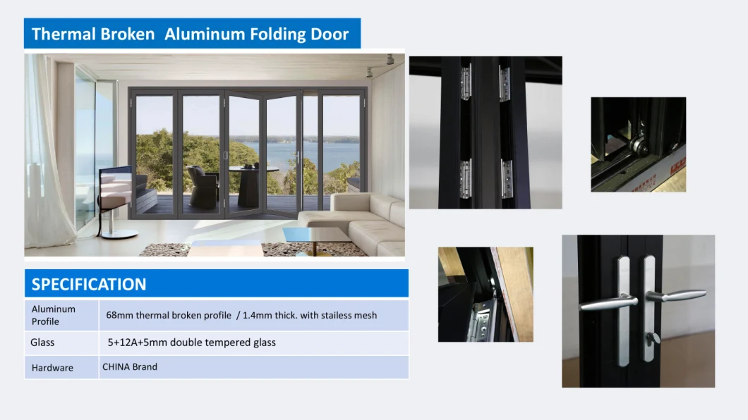 Glass Door Aluminum Frame Bi-Folding Door