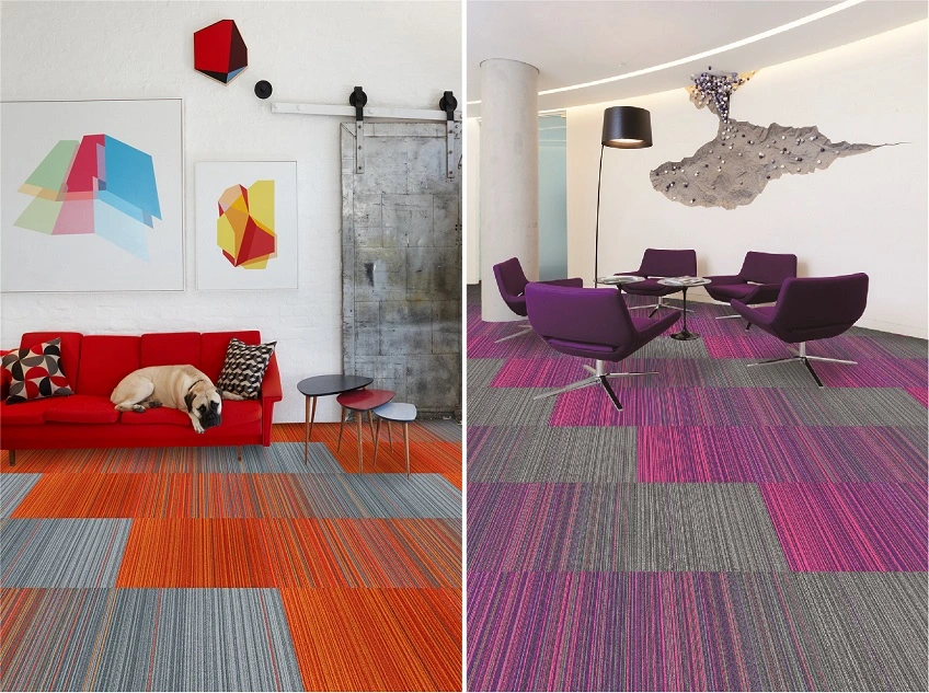 Colorful Gradual Carpet Tiles Stripe Carpet Office Hotel Commercial Home Carpet Modular Carpet Corridor Carpet Cinema Carpet Rugs