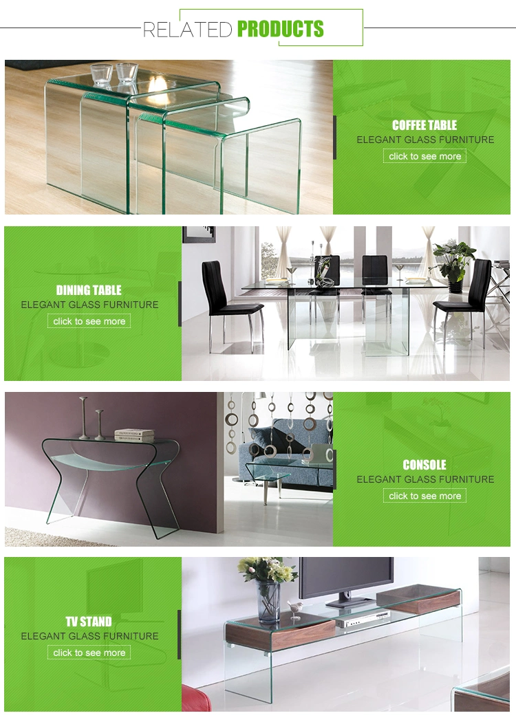 Modern Style Wavy Clear Bent Glass Magazine Table
