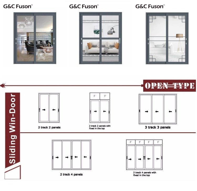G&C Fuson Customized Size Double Glaze Sliding Door, Glass Sliding Door